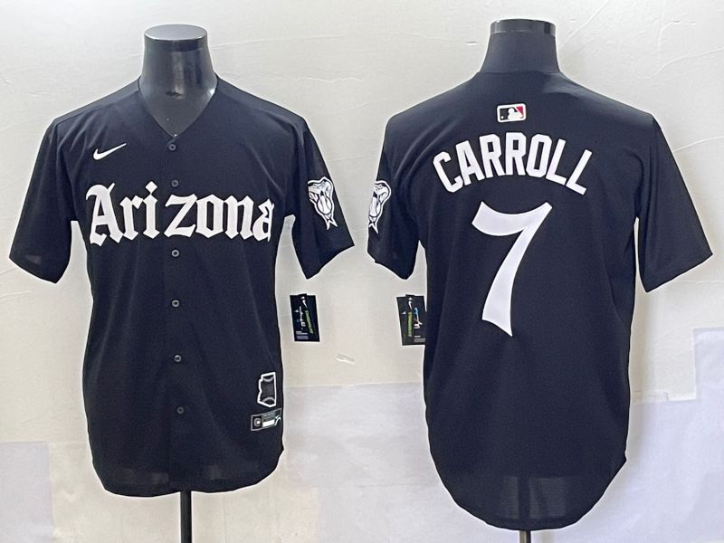 Men 2025 Arizona Diamondback #7 Carroll Black Five generations Joint Name Nike MLB Jersey style 1